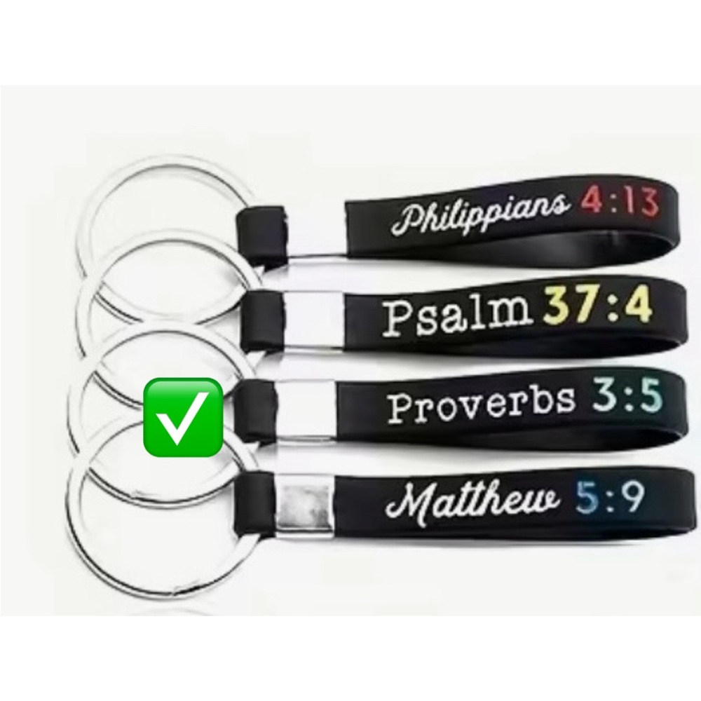 Inspirational Hand Engraved Bible Verse Keychain- Wristband-Proverbs 3:5